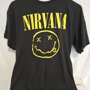 Nirvana Kurt Cobain Shirt Iconic T shirt classic Black faux face Sz M